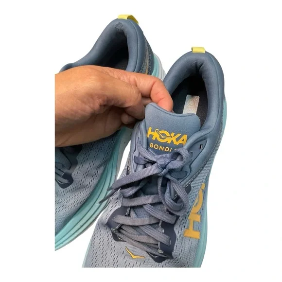 Hoka One One Bondi 8 Real Teal Shadow Mens Blue Size 11 Running Shoes - Picture 7 of 16